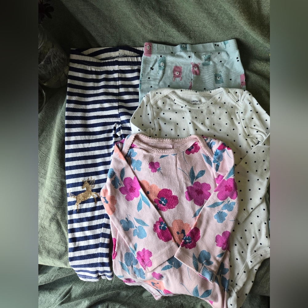 Toddler girl 18m outfit set 4pc Llama Deer Leggings Floral Carters Bodysuit